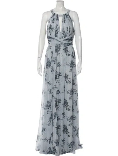 Pre-owned Marchesa Notte Lace Pattern Long Dress W/ Tags In Neutral