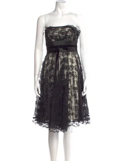 Pre-owned Marchesa Notte Lace Pattern Mini Dress In Black