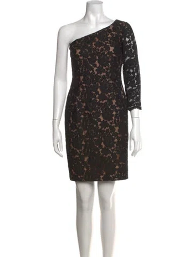 Pre-owned Marchesa Notte Lace Pattern Mini Dress In Black