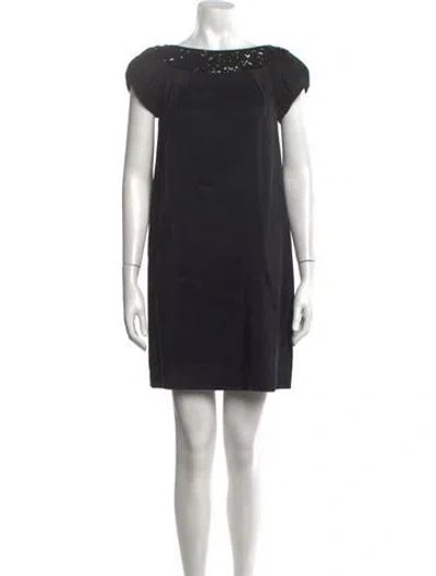 Pre-owned Marchesa Notte Lace Pattern Mini Dress In Black