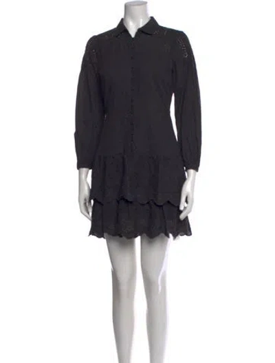 Pre-owned Marchesa Notte Lace Pattern Mini Dress In Gray