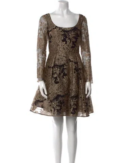 Pre-owned Marchesa Notte Lace Pattern Mini Dress In Multi
