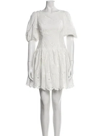 Pre-owned Marchesa Notte Lace Pattern Mini Dress W/ Tags In White