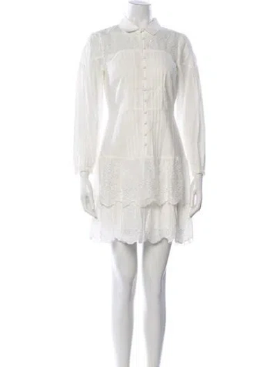 Pre-owned Marchesa Notte Lace Pattern Mini Dress In White