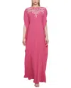 Marchesa Notte Lightweight Crepe Kaftan Gown In Pink
