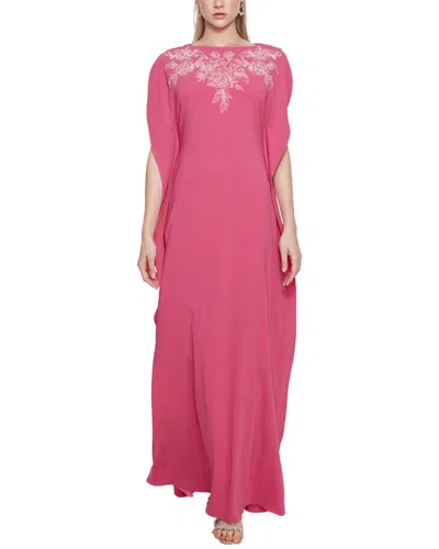Marchesa Notte Lightweight Crepe Kaftan Gown In Pink