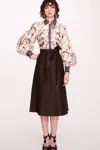 Marchesa Notte Long Billowy Sleeve Midi-dress In Multi