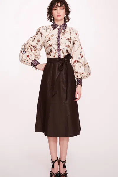 Marchesa Notte Long Billowy Sleeve Midi-dress In Multi