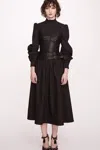 Marchesa Notte Long-sleeve Cotton Midi Dress In Multi