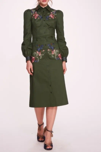 Marchesa Notte Long Sleeve Midi Shirtdress In Multi