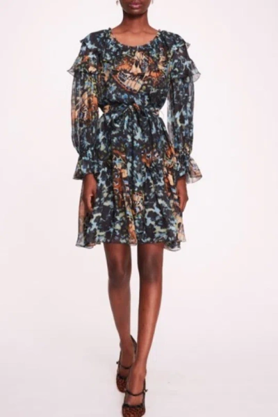 Marchesa Notte Long-sleeve Silk Mini Dress In Multi
