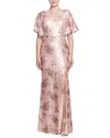 Marchesa Notte Lucca Long Gown In Pink