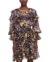 Marchesa Notte Marchesa Rosa Printed Silk-blend Ruff Mini Dress In Multi