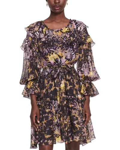 MARCHESA NOTTE MARCHESA ROSA PRINTED SILK-BLEND RUFF MINI DRESS