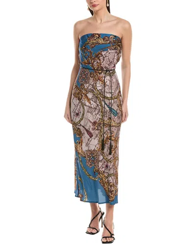 Marchesa Notte Marchesa Rosa Strapless Twill Midi Dress In Blue