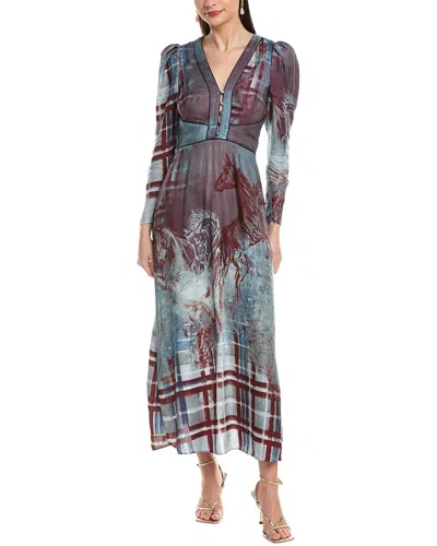 Marchesa Notte Marchesa Rosa Twill Midi Dress In Blue