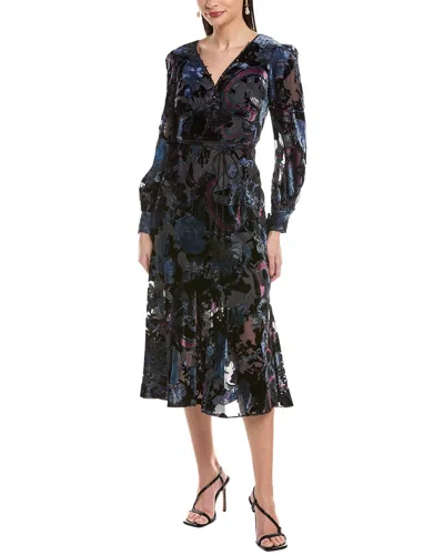 Marchesa Notte Marchesa Rosa Velvet Burnout Midi Dress In Multi