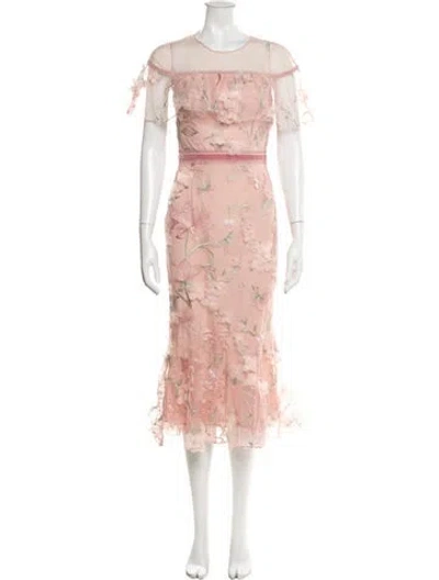 Pre-owned Marchesa Notte Mesh Long Dress W/ Tags In Pink