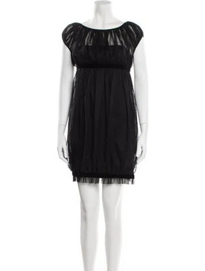 Pre-owned Marchesa Notte Mesh Mini Dress In Black