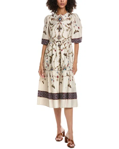 Marchesa Notte Midi A-line Dress In Neutral