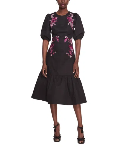 Marchesa Notte Midi Day Dress In Black