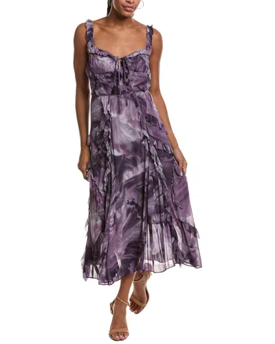 Marchesa Notte Midi Day Dress In Purple