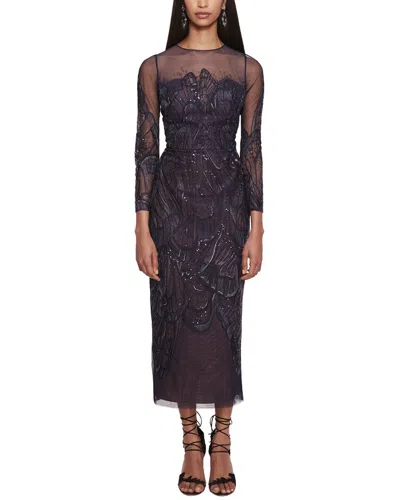 Marchesa Notte Midi Dress In Blue