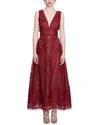 Marchesa Notte V-neck Embroidered-tulle Dress
