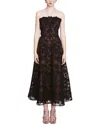 Marchesa Notte Midi Dress In Black