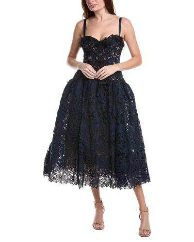 Marchesa Notte Midi Dress In Black