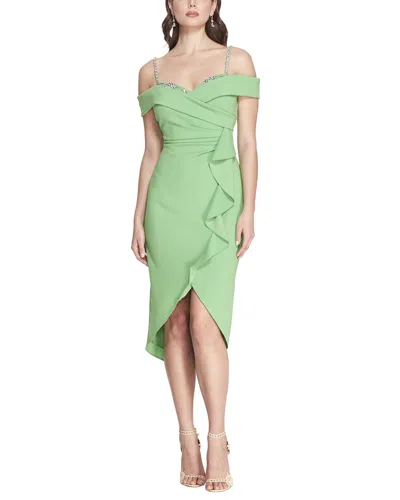 Marchesa Notte Midi Dress In Green