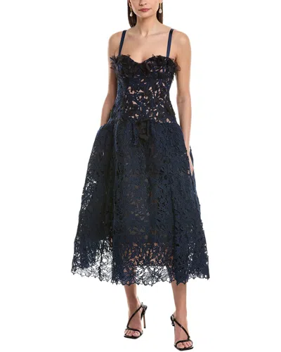 Marchesa Notte Midi Dress In Gray
