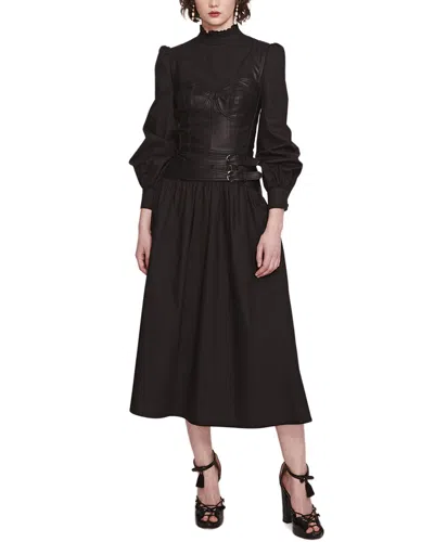 Marchesa Notte Midi Dress In Black
