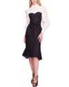 Marchesa Notte Cotton & Denim Midi-dress In Blue