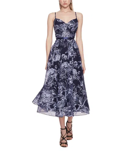 Marchesa Notte Midi Dress In Blue