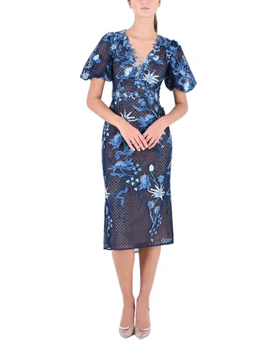 Marchesa Notte Midi Dress In Blue