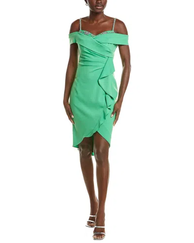 Marchesa Notte Midi Dress In Green