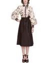 Marchesa Notte Long Billowy Sleeve Midi-dress In Multi