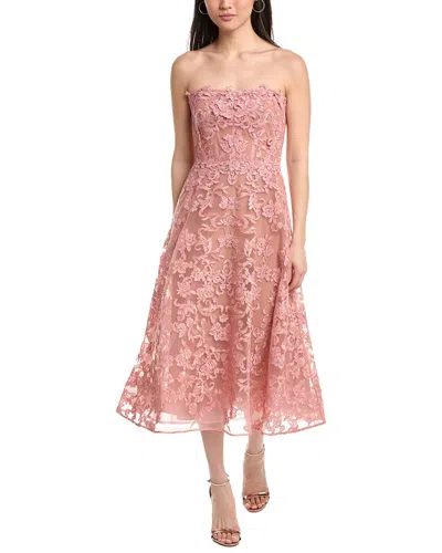 Marchesa Notte Midi Dress In Pink