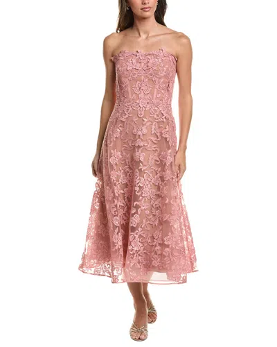 Marchesa Notte Midi Dress In Pink