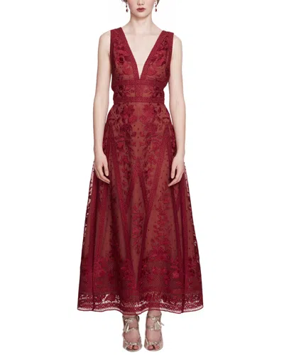 Marchesa Notte Midi Dress In Scarlet