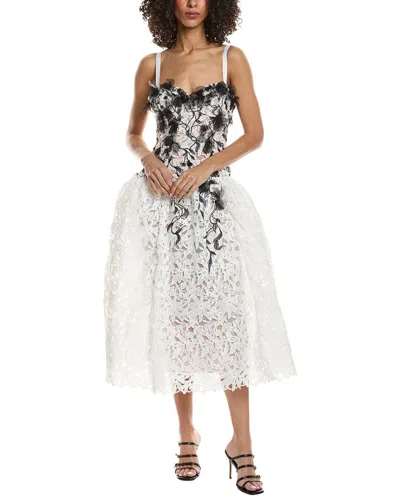 Marchesa Notte Midi Dress In White