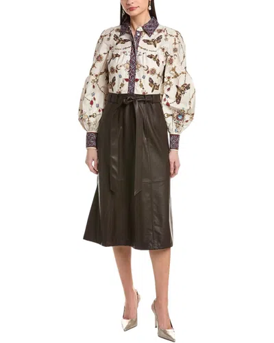 Marchesa Notte Midi Dress In White