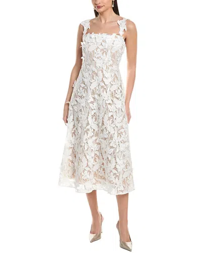 Marchesa Notte Midi Dress In White