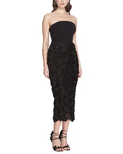 Pre-owned Marchesa Notte Midi Dress Women's In Black