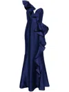 Marchesa Notte Mikado Gown In Blue