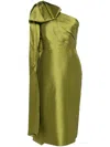 Marchesa Notte Mikado Midi Dress In Green