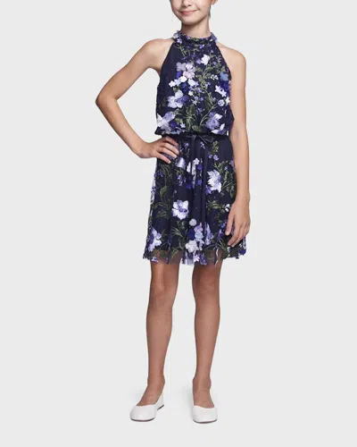 MARCHESA NOTTE MINI GIRL'S 3D EMBROIDERED FLORAL DRESS