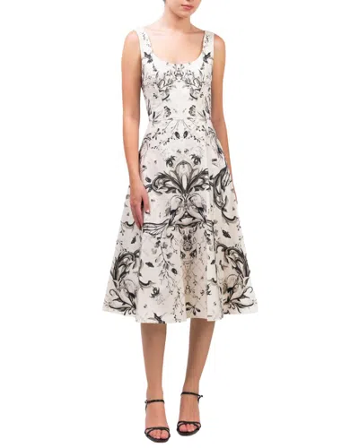 Marchesa Notte Mirrored Cotton Midi Dress In Multi