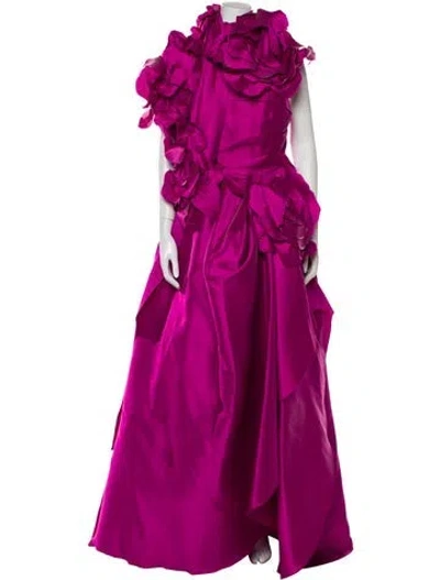 Pre-owned Marchesa Notte Mock Neck Long Dress In Purple